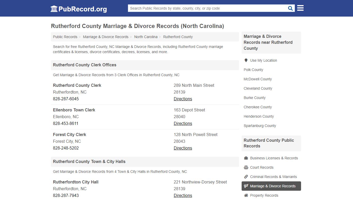 Rutherford County Marriage & Divorce Records (North Carolina)